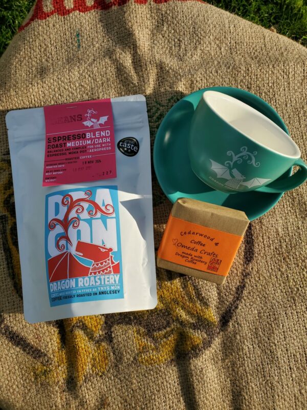 Soap, cup and saucer & coffee gift set